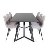 Jídelní stůl Marina - černá deska / černé nohy + židle Polar - šedá látka Černé nohy _6