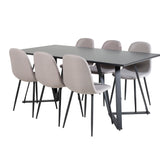 Jídelní stůl Marina - černá deska / černé nohy + židle Polar - šedá látka Černé nohy _6