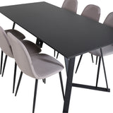 Jídelní stůl Marina - černá deska / černé nohy + židle Polar - šedá látka Černé nohy _6