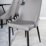 Jídelní stůl Marina - černá deska / černé nohy + jídelní židle Leone - černé nohy / světle šedý manšestr _6