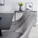 Jídelní stůl Marina - černá deska / černé nohy + jídelní židle Leone - černé nohy / světle šedý manšestr _6