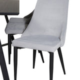 Jídelní stůl Marina - černá deska / černé nohy + jídelní židle Leone - černé nohy / světle šedý manšestr _6