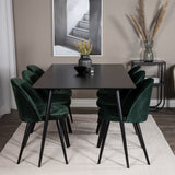 Jídelní stůl Silar - 180 cm - černý melamin / černé nohy + sametová jídelní židle - zelená / černá_6