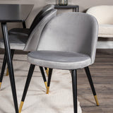 Jídelní stůl Silar - 180 cm - černý melamin / černé nohy + sametová jídelní židle mosaz - světle šedá / černá_6