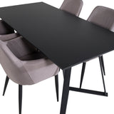 Jídelní stůl Marina - černá deska / černé nohy + pohodlná židle Polar šedá - černé nohy _4