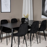 Jídelní stůl Silar - 180 cm - Černý melamin / Černé nohy+Jídelní židle Polar Diamond - Černé nohy - Black Velvet_6