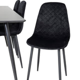 Jídelní stůl Silar - 180 cm - Černý melamin / Černé nohy+Jídelní židle Polar Diamond - Černé nohy - Black Velvet_6