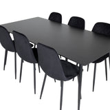 Jídelní stůl Silar - 180 cm - Černý melamin / Černé nohy+Jídelní židle Polar Diamond - Černé nohy - Black Velvet_6