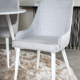 Plaza Kulatý stůl 100 cm - Bílá deska / Bílé nohy+Plaza Jídelní židle - Bílé nohy - Světle šedá Fabric_4