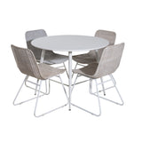 Plaza Kulatý stůl 100 cm - Bílá deska / Bílé nohy+Cirebon Jídelní židle - White Wash_4
