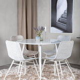 Plaza Kulatý stůl 100 cm - Bílá deska / Bílé nohy+Cirebon Jídelní židle - White Wash_4