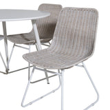 Plaza Kulatý stůl 100 cm - Bílá deska / Bílé nohy+Cirebon Jídelní židle - White Wash_4