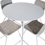 Plaza Kulatý stůl 100 cm - Bílá deska / Bílé nohy+Cirebon Jídelní židle - White Wash_4