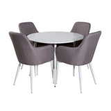 Kulatý stůl Plaza 100 cm - Bílá deska / Bílé nohy + Komfortní židle Polar šedá - Bílé nohy _4