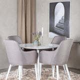 Kulatý stůl Plaza 100 cm - Bílá deska / Bílé nohy + Komfortní židle Polar šedá - Bílé nohy _4