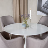 Kulatý stůl Plaza 100 cm - Bílá deska / Bílé nohy + Komfortní židle Polar šedá - Bílé nohy _4