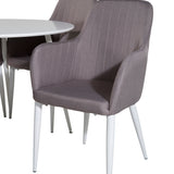 Kulatý stůl Plaza 100 cm - Bílá deska / Bílé nohy + Komfortní židle Polar šedá - Bílé nohy _4