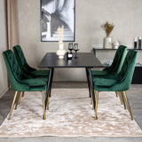 Prodlužovací stůl Silar – černý melamin / černé nohy+velvetová luxusní jídelní židle – zelená / mosaz_4