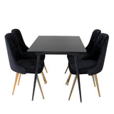 Prodlužovací stůl Silar – černý melamin / černé nohy+velvetová luxusní jídelní židle – černá / mosaz_4