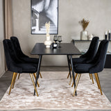 Prodlužovací stůl Silar – černý melamin / černé nohy+velvetová luxusní jídelní židle – černá / mosaz_4