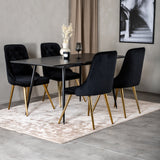 Prodlužovací stůl Silar – černý melamin / černé nohy+velvetová luxusní jídelní židle – černá / mosaz_4