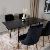 Prodlužovací stůl Silar – černý melamin / černé nohy+velvetová luxusní jídelní židle – černá / mosaz_4