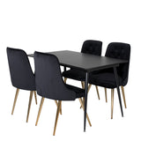 Prodlužovací stůl Silar – černý melamin / černé nohy+velvetová luxusní jídelní židle – černá / mosaz_4