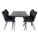 Prodlužovací stůl Silar – černý melamin/černé nohy+jídelní židle Gemma – černé nohy – černá látka_4