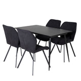 Prodlužovací stůl Silar – černý melamin/černé nohy+jídelní židle Gemma – černé nohy – černá látka_4