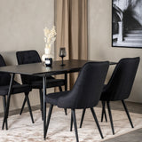 Prodlužovací stůl Silar – černý melamin/černé nohy+velvetová luxusní jídelní židle – černé nohy – černá látka_4