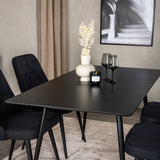 Prodlužovací stůl Silar – černý melamin/černé nohy+velvetová luxusní jídelní židle – černé nohy – černá látka_4