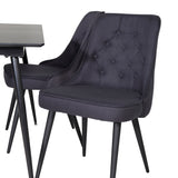 Prodlužovací stůl Silar – černý melamin/černé nohy+velvetová luxusní jídelní židle – černé nohy – černá látka_4