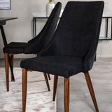 Prodlužovací stůl Silar - černý melamin / černé nohy+jídelní židle Leone - nohy z ořechového dřeva - černá látka_4