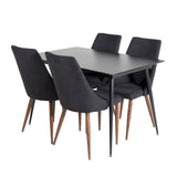 Prodlužovací stůl Silar - černý melamin / černé nohy+jídelní židle Leone - nohy z ořechového dřeva - černá látka_4