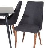 Prodlužovací stůl Silar - černý melamin / černé nohy+jídelní židle Leone - nohy z ořechového dřeva - černá látka_4