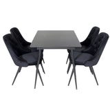Prodlužovací stůl Silar – černý melamin/černé nohy+velvetová luxusní jídelní židle – černá/černá_4