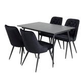 Prodlužovací stůl Silar – černý melamin/černé nohy+velvetová luxusní jídelní židle – černá/černá_4