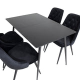 Prodlužovací stůl Silar – černý melamin/černé nohy+velvetová luxusní jídelní židle – černá/černá_4