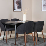 Prodlužovací stůl Silar – černý melamin/černé nohy+oblouková jídelní židle – ořechové nohy – černá látka_4