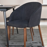 Prodlužovací stůl Silar – černý melamin/černé nohy+oblouková jídelní židle – ořechové nohy – černá látka_4