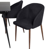 Prodlužovací stůl Silar – černý melamin/černé nohy+oblouková jídelní židle – ořechové nohy – černá látka_4