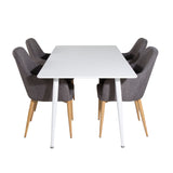 Polar Jídelní stůl 180 cm - Bílá deska / Bílé nohy +Comfort - Jídelní židle - Dub/tmavě šedá _4
