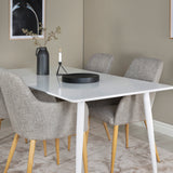 Polar Jídelní stůl 180 cm - Bílá deska / Bílé nohy +Comfort - Jídelní židle - Dub/Světle šedá _4