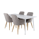 Polar Jídelní stůl 180 cm - Bílá deska / Bílé nohy +Comfort - Jídelní židle - Dub/Světle šedá _4