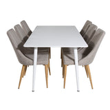 Polar Jídelní stůl 180 cm - Bílá deska / Bílé nohy +Leone - Jídelní židle - Dub/Světle šedá _6