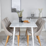 Polar Jídelní stůl 180 cm - Bílá deska / Bílé nohy +Leone - Jídelní židle - Dub/Světle šedá _6