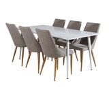 Polar Jídelní stůl 180 cm - Bílá deska / Bílé nohy +Leone - Jídelní židle - Dub/Světle šedá _6