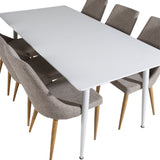 Polar Jídelní stůl 180 cm - Bílá deska / Bílé nohy +Leone - Jídelní židle - Dub/Světle šedá _6