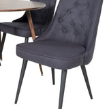 Plaza Kulatý stůl 100 cm - Ořechová deska - Ořechové nohy+Jídelní židle Velvet Deluxe - Černé nohy - Černá Fabric_4