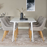 Polar Jídelní stůl 180 cm - Bílá deska / Bílé nohy +Plaza - Jídelní židle - Dub/Světle šedá _6